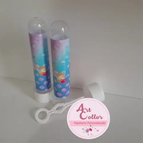15 Tubetes Bolha de Sabão Baleia e Sereia