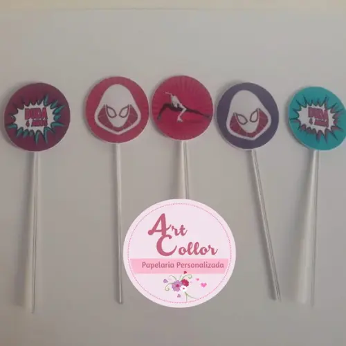 50 Topper para Doces Personalizado Ghost Spider