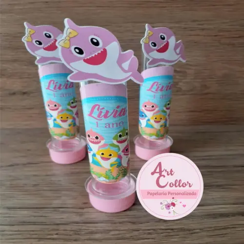 15 Tubetes Decorado Baby Shark