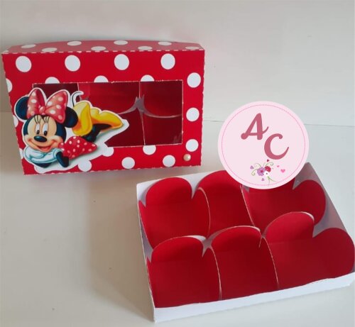 10 Caixas para 6 Doces Minnie Vermelha