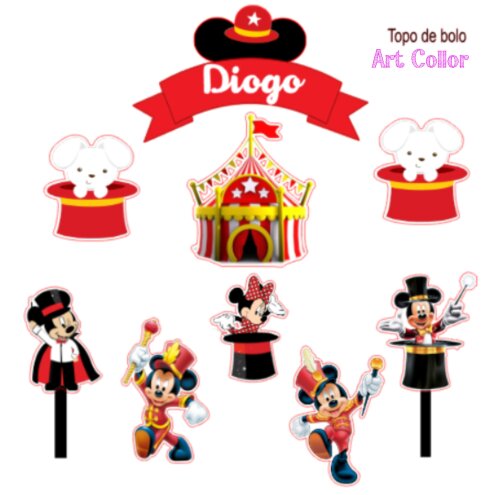 Topo de Bolo Circo do Mickey