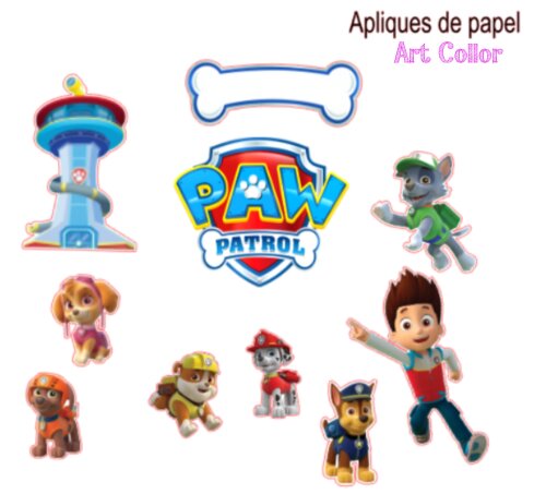 100 Apliques de Papel patrulha canina