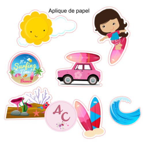 100 Apliques de Papel surf menina
