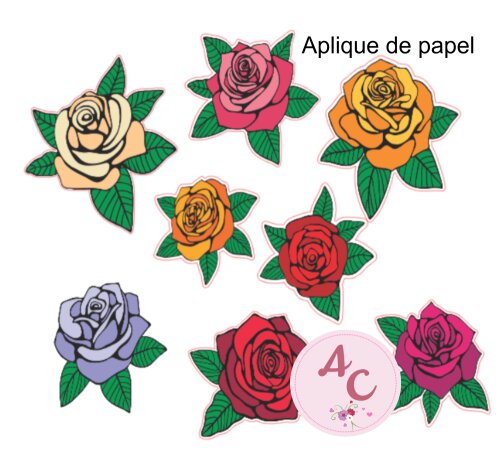 100 Apliques de Papel rosas / flores