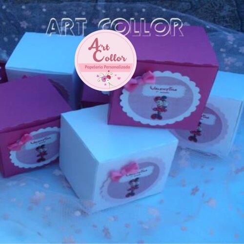 10 Caixinhas cubo minnie rosa
