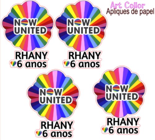 30 Apliques para Tubete 13 cm com nome now united
