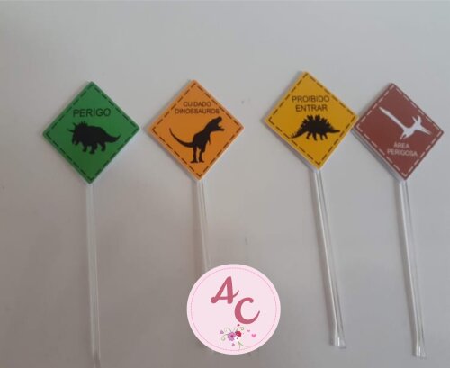 50 Topper para doces plaquinhas dinossauros