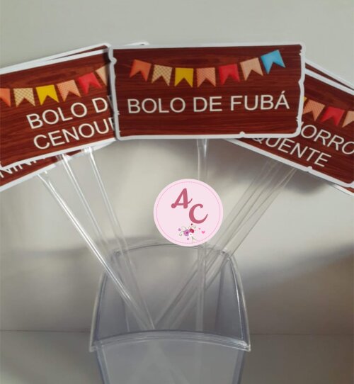30 Topper plaquinhas para comida festa junina