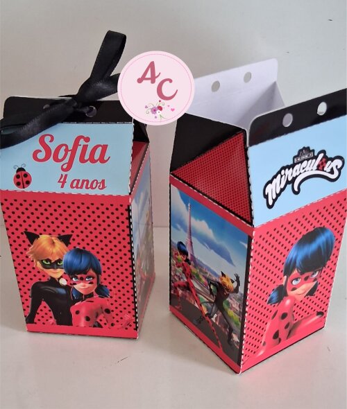 10 Caixas Milk Personalizada Miraculous