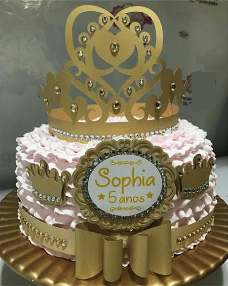 Arquivo de Corte - Topo de Bolo Princesa Dourado #853