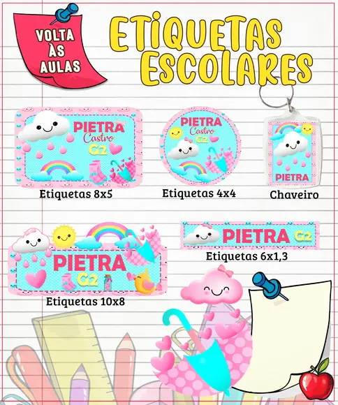Arquivo de Corte - Chuva de Amor Etiqueta Escolar