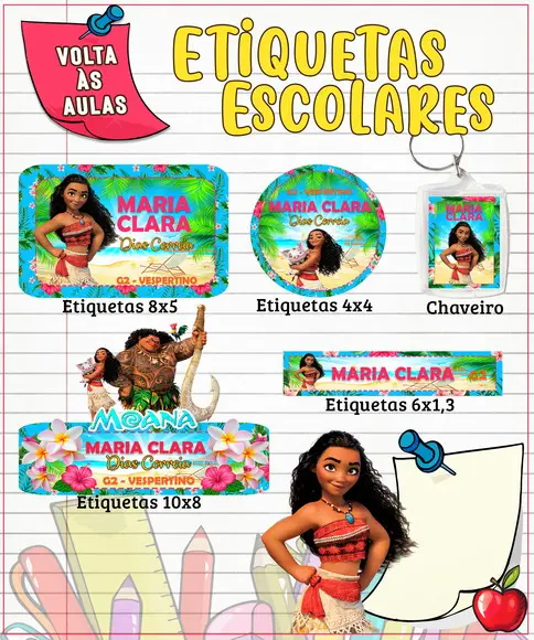 Arquivo de Corte - Moana Etiqueta Escolar