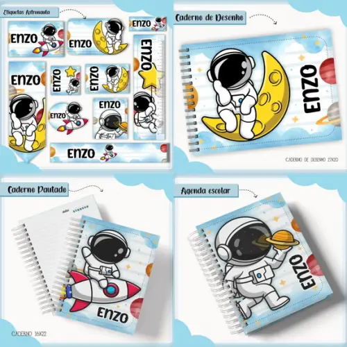 Arquivo de Corte -etiqueta Escolar Astronauta #10359