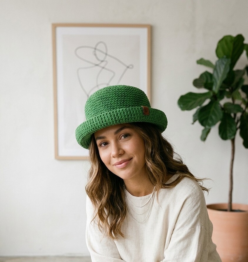 Bucket Hat Chapéu de Crochê Artesanal Algodão Unissex Chapéu