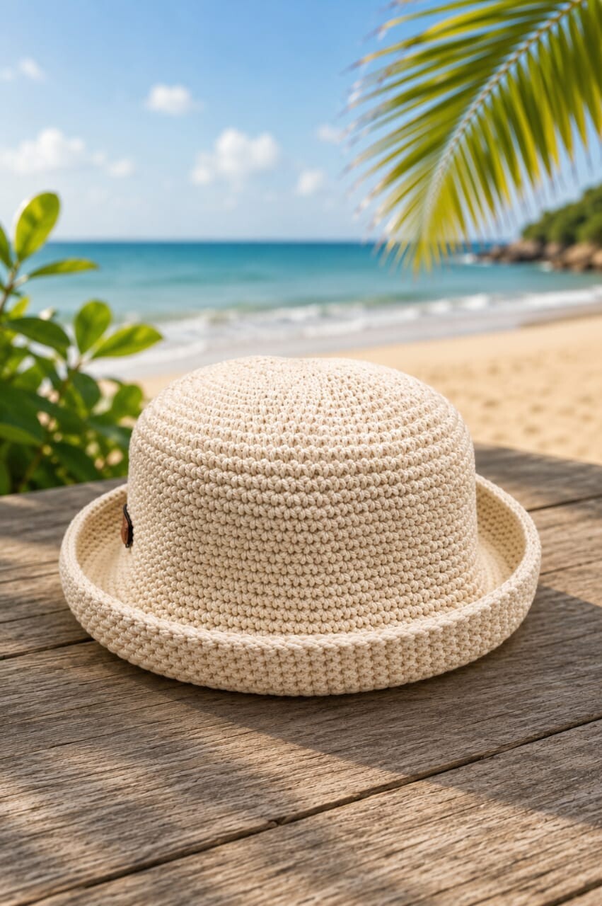 Bucket Hat Chapéu de Crochê Artesanal Algodão Unissex Chapéu