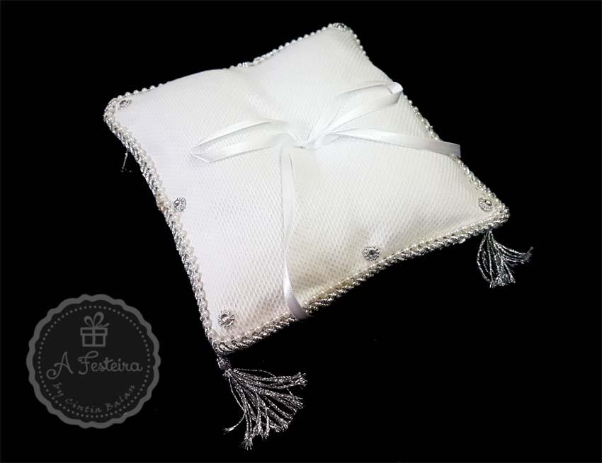 Almofada Porta Alianças com Strass - PRONTA ENTREGA