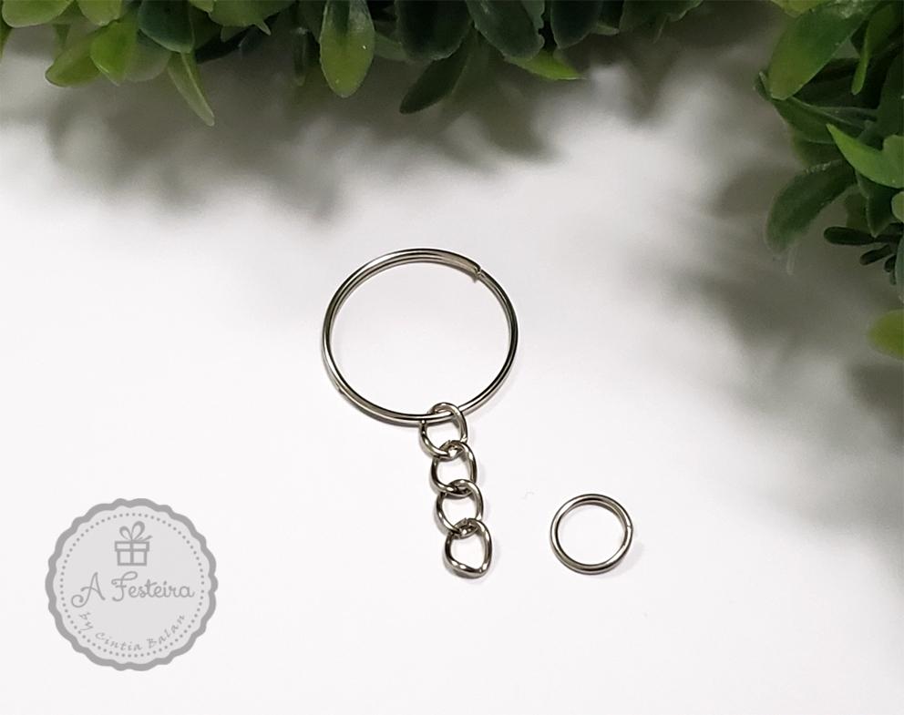Argola para Chaveiro com Corrente - 100 peças