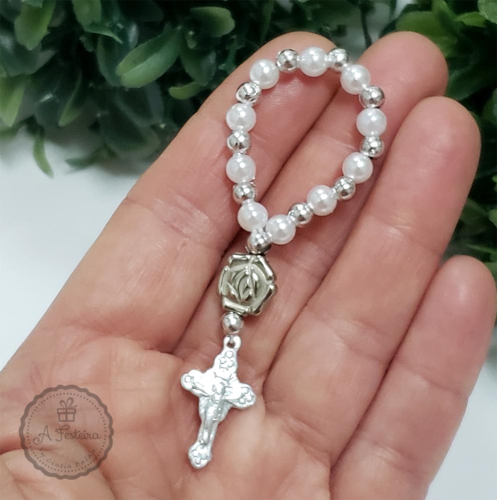 Tercinho Pérola com Flor Prateada
