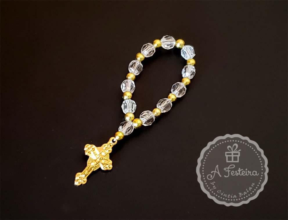 Tercinho Cristal Incolor com Dourado