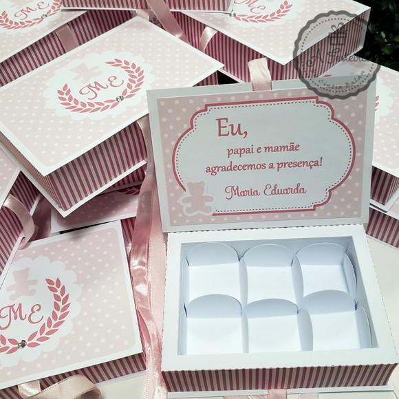 Caixa para 6 Doces Ursinha Rosa
