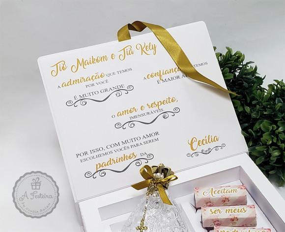 Convite para Padrinhos de Batizado Santinha