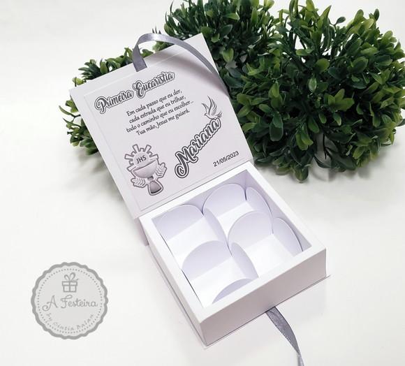 Caixa Cinza para 4 Doces Eucaristia