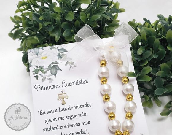 Lembrança Eucaristia com Terço Pulseira