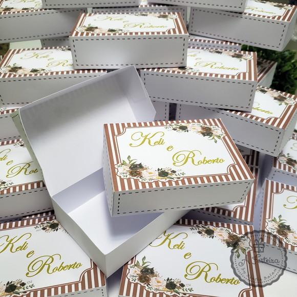 Caixa para 6 Doces Floral Marsala (personalizada)