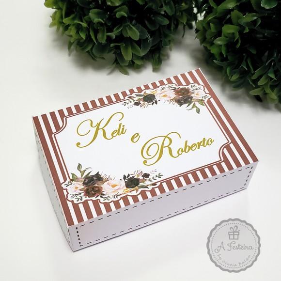 Caixa para 6 Doces Floral Marsala (personalizada)