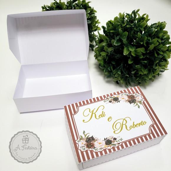 Caixa para 6 Doces Floral Marsala (personalizada)