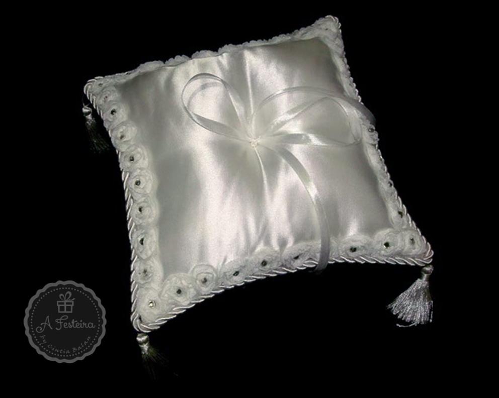 Almofada Porta Alianças Flor Strass