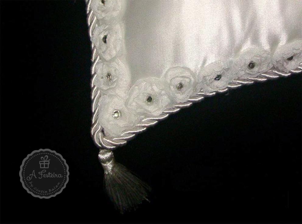 Almofada Porta Alianças Flor Strass