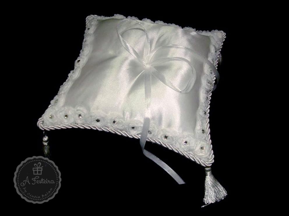 Almofada Porta Alianças Flor Strass