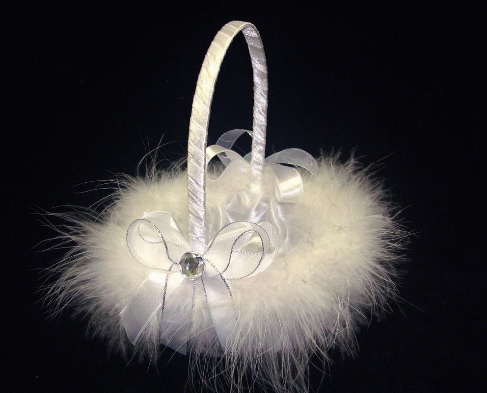 Cestinha Porta Alianças Plumas com Prateado
