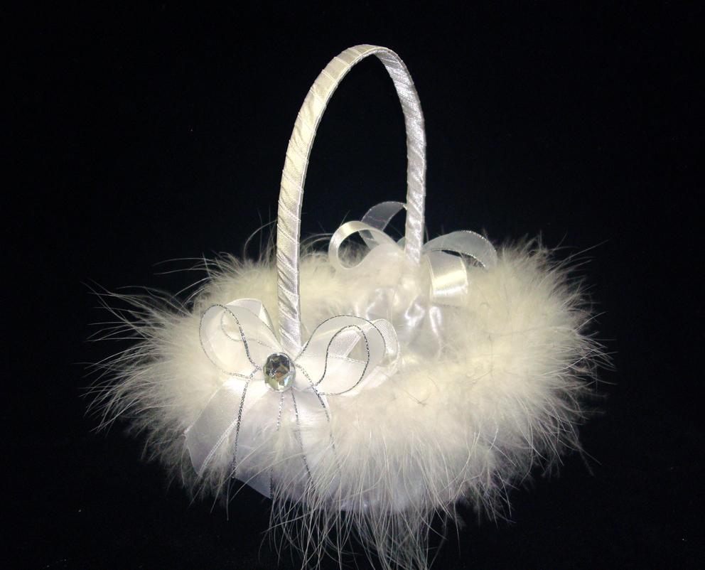Cestinha Porta Alianças Plumas com Prateado