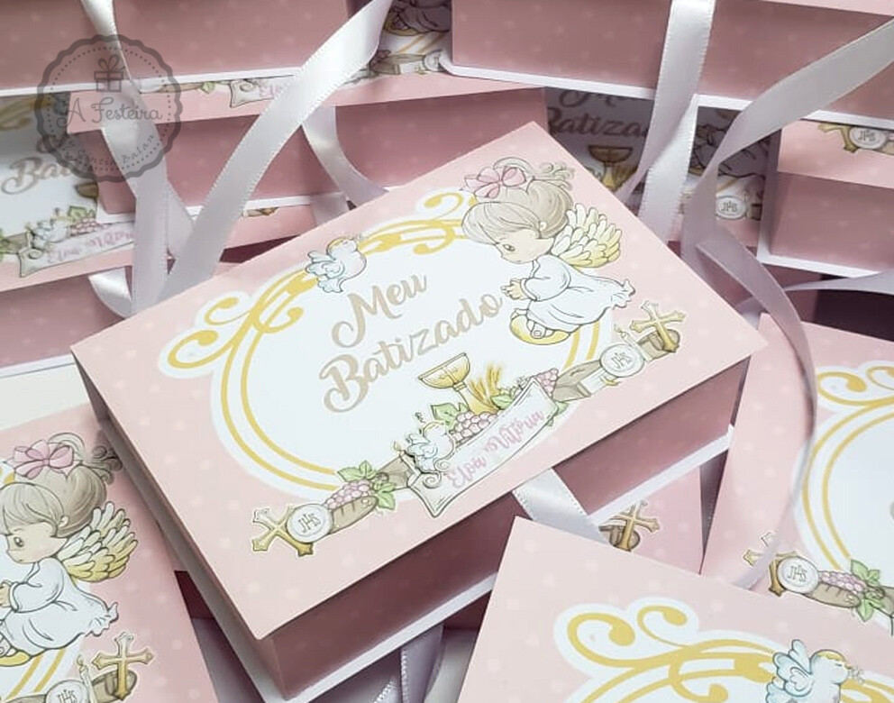 Caixa Lembrança Batizado Rosa