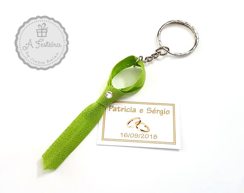 Mini Gravata Chaveiro com Strass e Tag Personalizado