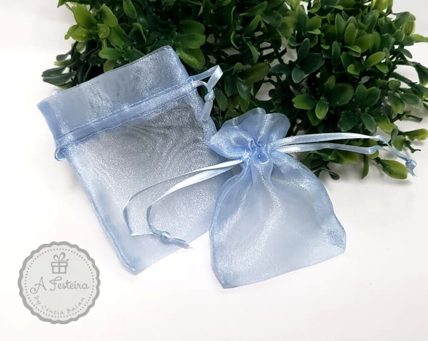 Kit com 30 saquinho de organza Azul