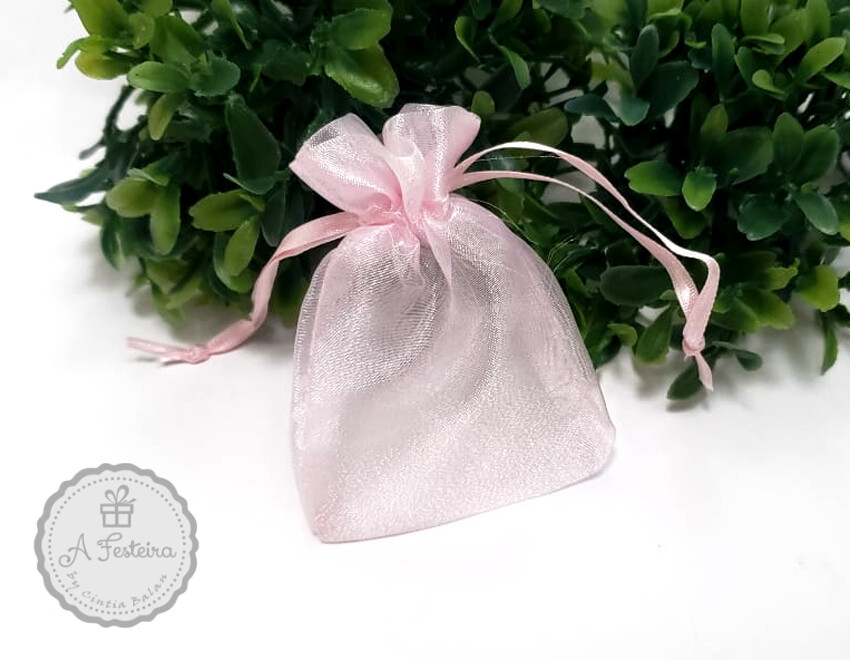 Kit com 20 saquinho de organza rosa