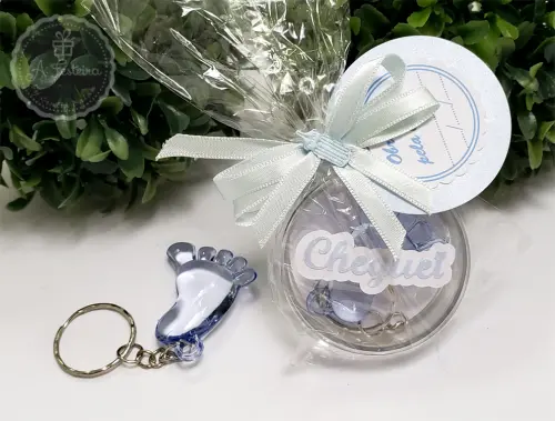 Kit com 20 Caixinhas com Chaveiro Pezinho Azul - PRONTA ENTREGA