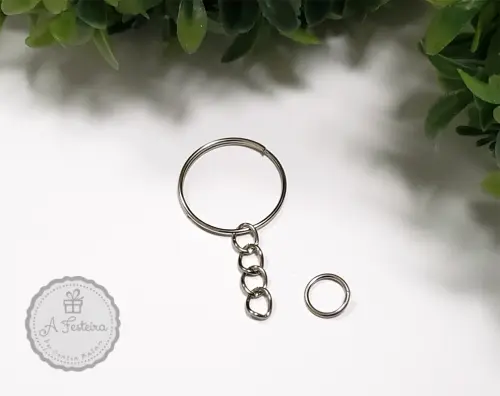 Argola para Chaveiro com Corrente - 100 peças