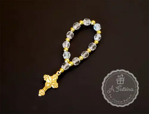 Tercinho Cristal Incolor com Dourado