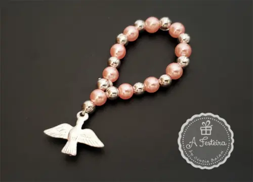 Tercinho Espírito Santo Pérola Rosa com Prateado