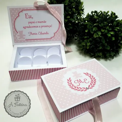 Caixa para 6 Doces Ursinha Rosa