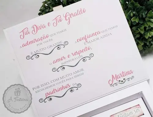 Convite Padrinhos Batizado Santinha Menina