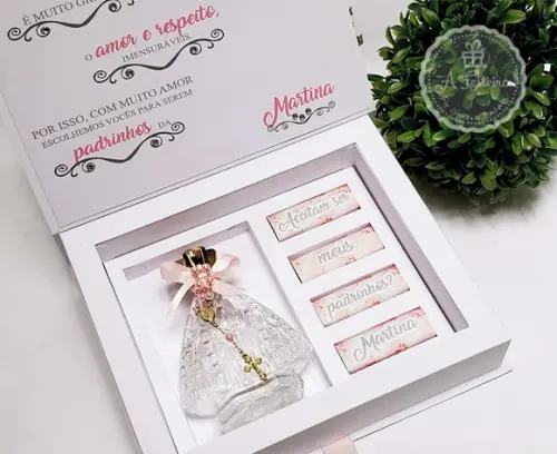 Convite Padrinhos Batizado Santinha Menina