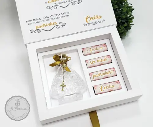 Convite para Padrinhos de Batizado Santinha