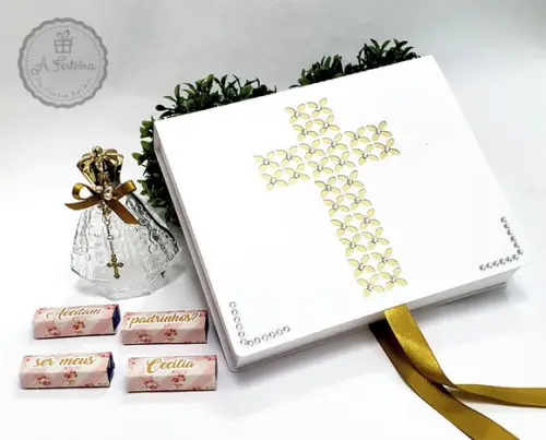 Convite Padrinhos Batizado Santinha