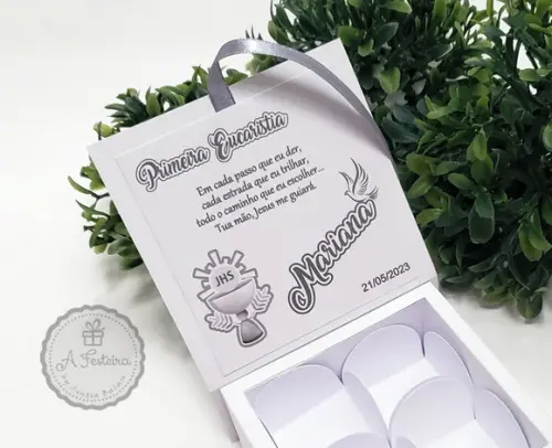 Caixa Cinza para 4 Doces Eucaristia