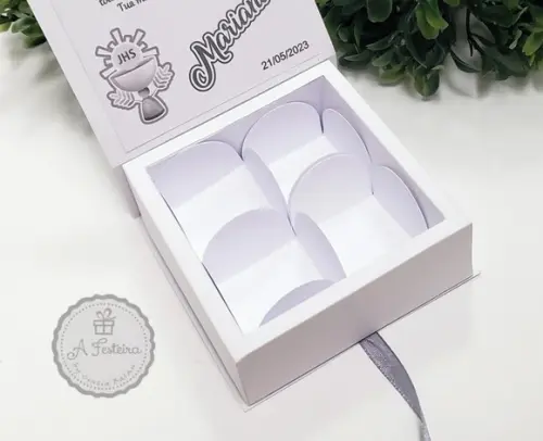 Caixa Cinza para 4 Doces Eucaristia